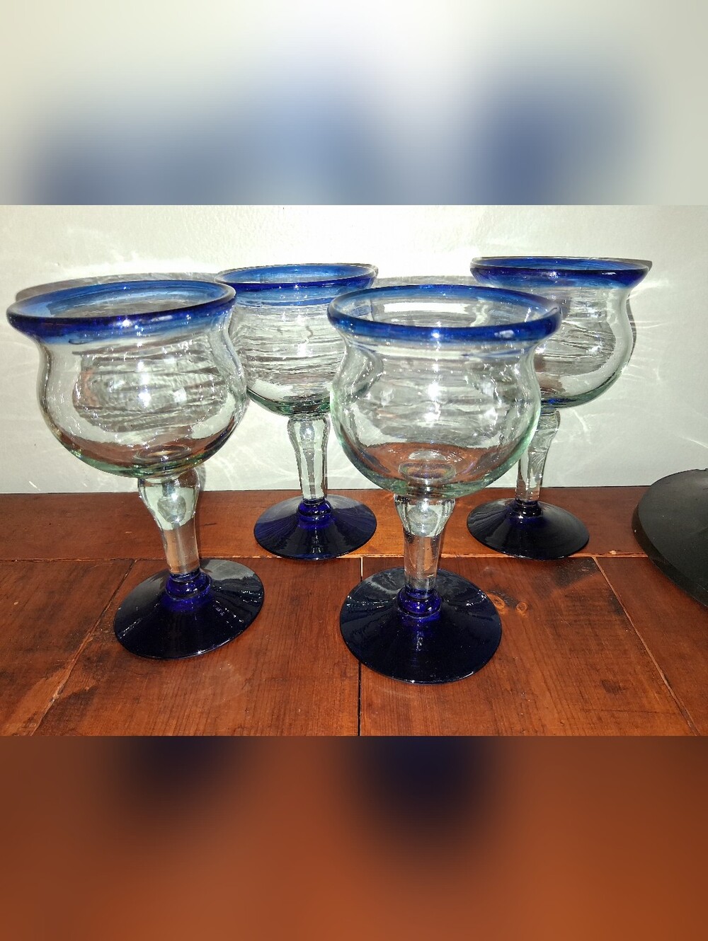 Mexican Handblown Cobalt Blue Chabela/Balloon Wine Glasses